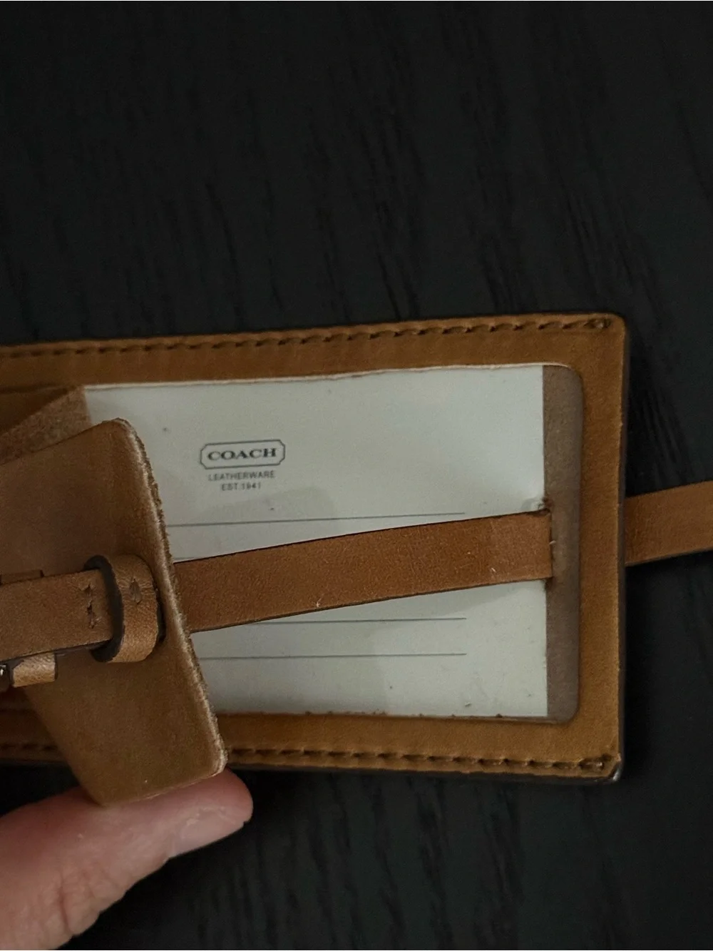 Vintage Coach Tan Leather Luggage Tag